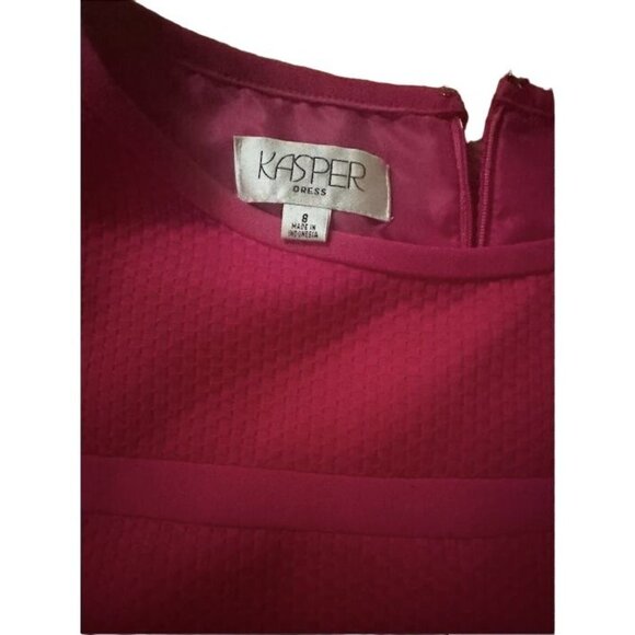 Kasper Women's Sleeveless Sheath Dress Size 8 Hot Pink Textured Fabric Zipper Ba - Picture 2 of 5